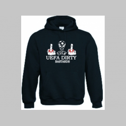 Fuck UEFA Dirty Bastards  mikina s kapucou stiahnutelnou šnúrkami a klokankovým vreckom vpredu 